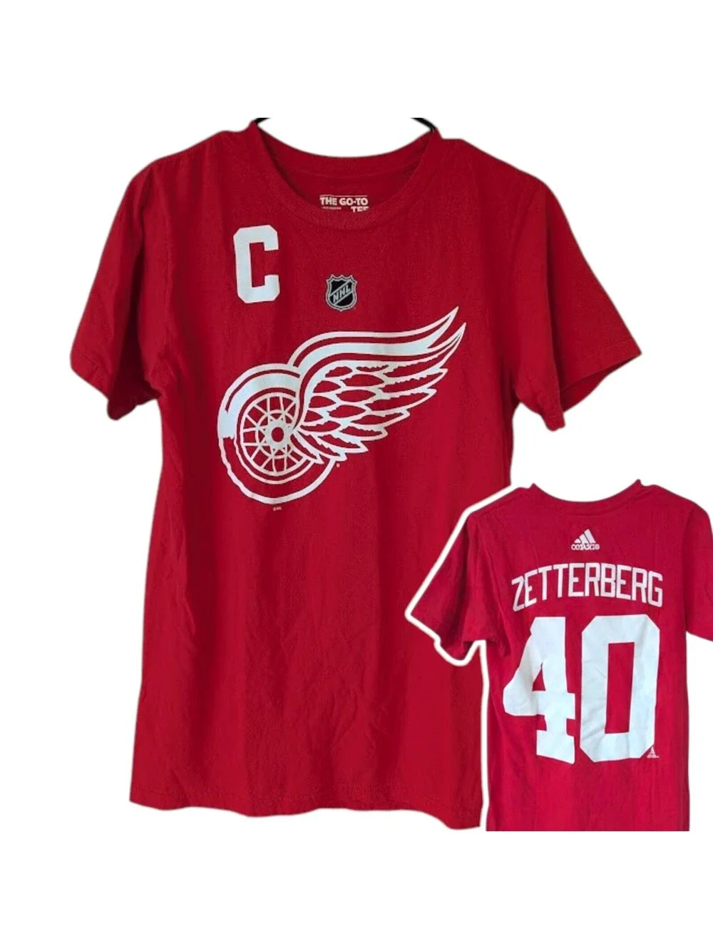 Adidas Detroit Red Wings Shirt Small S Henrik Zetterberg 40 NHL Hockey Go-To Tee